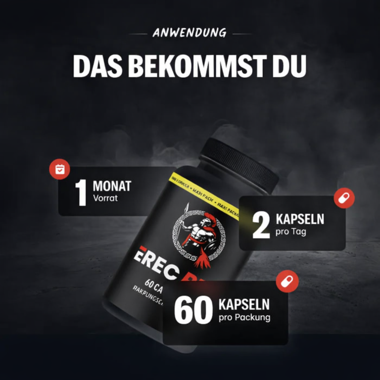 Erecpro male performance supplement bottle with natural herbal ingredients for stamina and vitality support